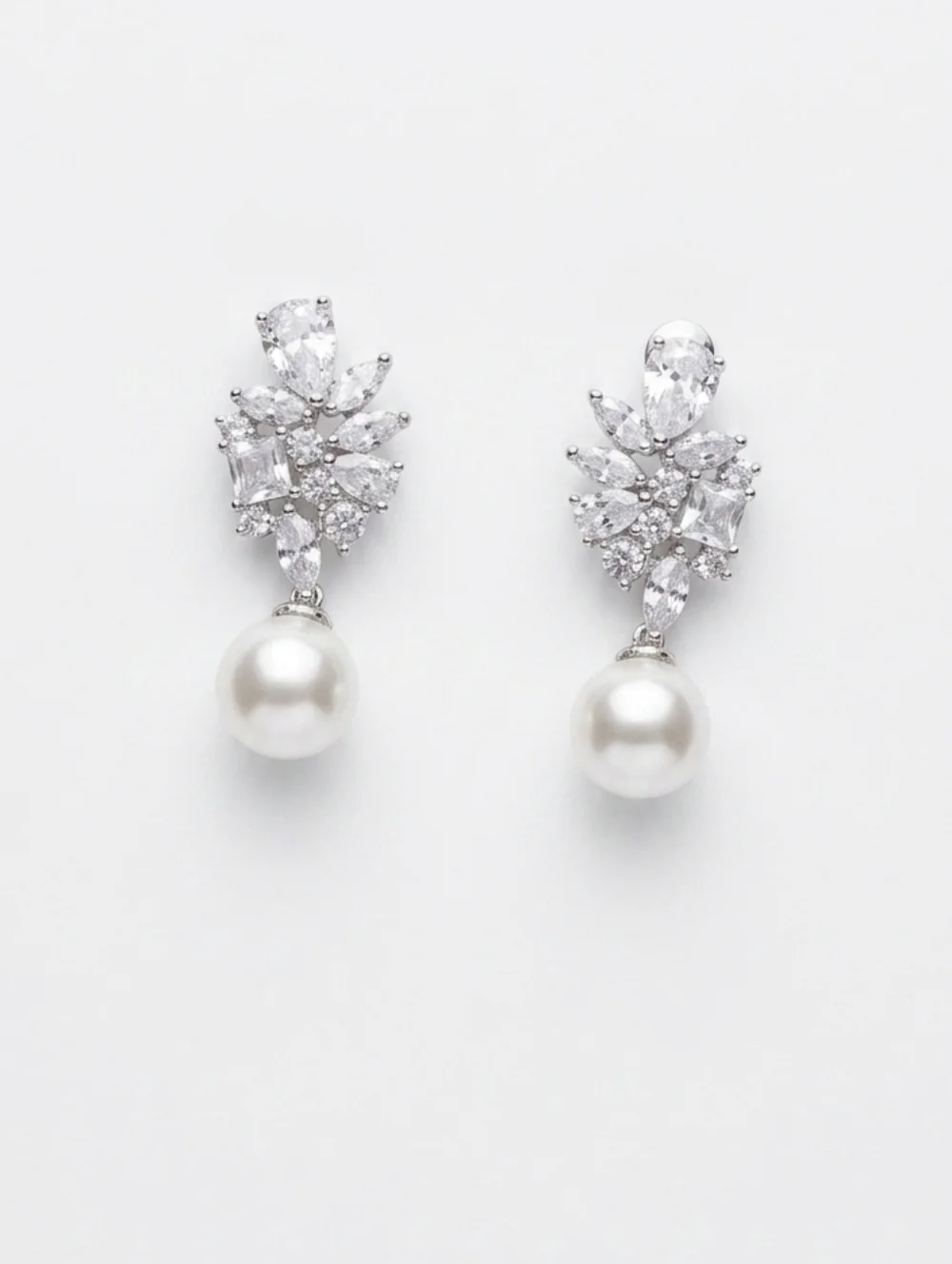 Pearl and Diamond-Cut Dangle Earrings - Picture 1 of 4
